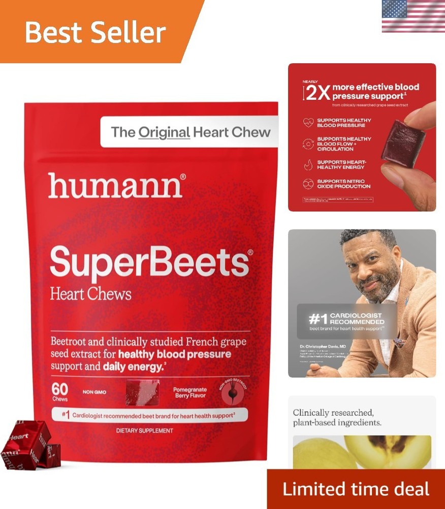 Grape Seed Extract SuperBeets Heart Chews – Pomegranate Berry Flavor, 60 Count
