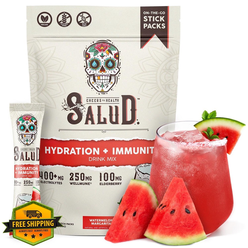Salud Hydration + Immunity Packets Watermelon Margarita Elderberry 15 Servings