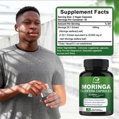 1-3PACK Moringa Capsules 20000Mg per Serving, 60 Total Capsules Green Superfood