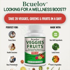 Vegetable and Fruit -120 Capsules – 1350 Mg- support Immune, Digestive, Detox