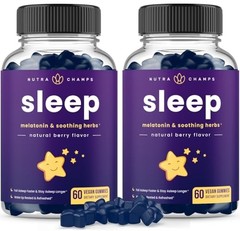 NutraChamps Melatonin Sleep Gummies Adults & Kids Vegan 2 Pack 120 Ct