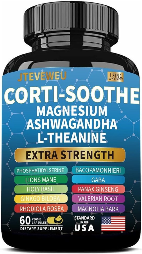 Corti-Soothe Cortisol Supplement for Women and Men w/ Magnesium Glycinate 200mg