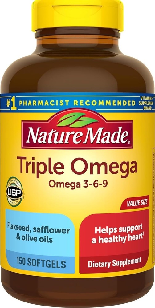 Triple Omega 3 6 9 Supplements, Flaxseed, Safflower Olive Oils, Exp 12/2026