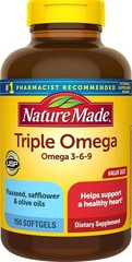 Triple Omega 3 6 9 Supplements, Flaxseed, Safflower Olive Oils, Exp 12/2026