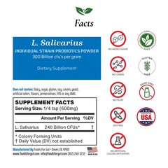 Lactobacillus Salivarius Probiotic Powder 300B CFU | Made in USA | No Additives