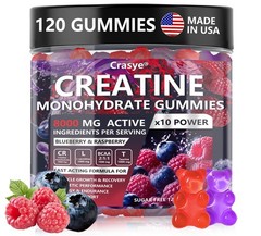 Crasye Creatine Monohydrate Gummies Complex 8000 MG for Men Women, Creatine G…