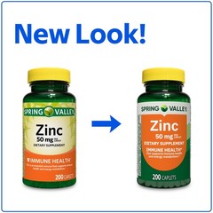 Spring Valley Zinc 50 mg 200 Caplets Immune Support Supplement
