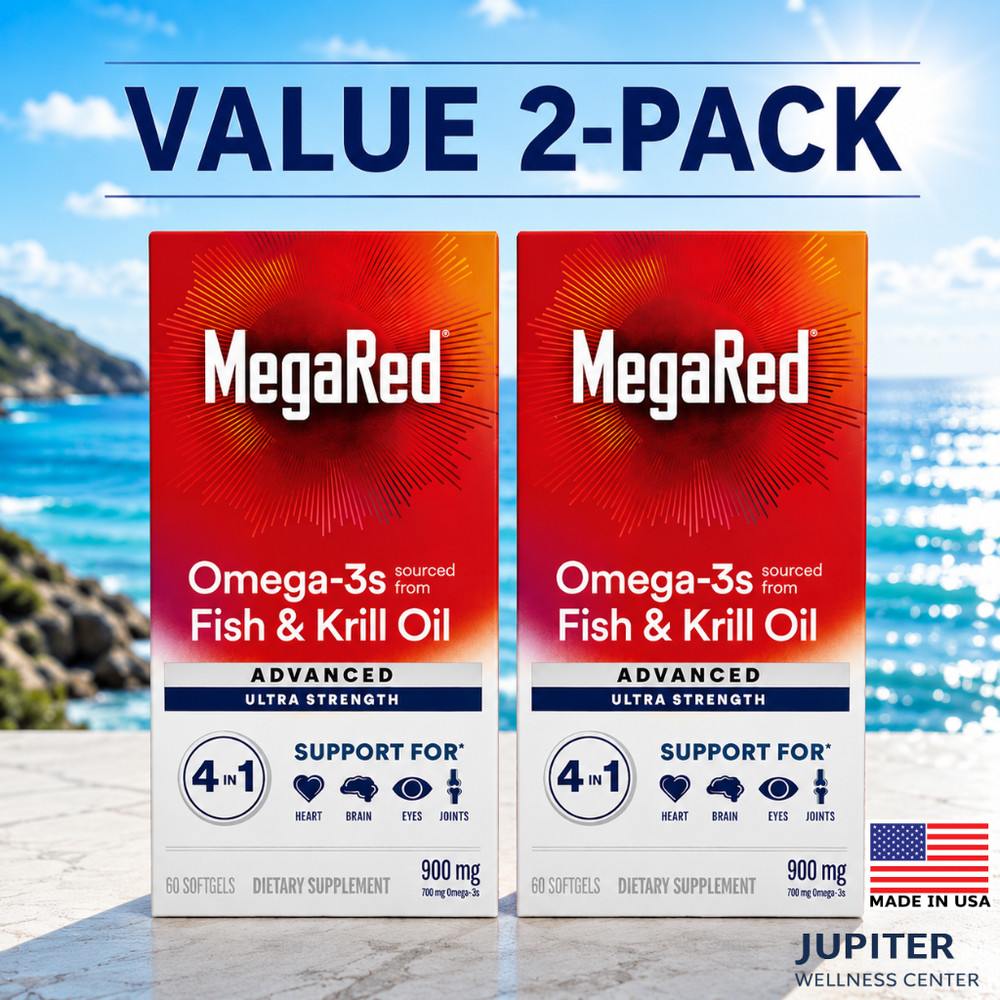 MegaRed Advanced Omega-3 Fish & Krill Oil 900mg 60 CT (2 Bottles) – Exp 2/2027+