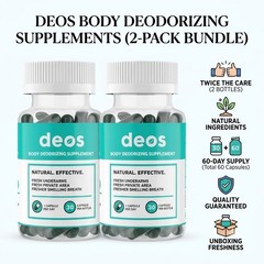 2Pk deos Body Deodorizing Supplement Natural Fresh Breath Underarm 60 Capsules
