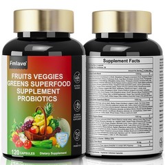 Super Fruit & Vegetable Supplements – Organic Whole Superfood & Probiotics 120ct