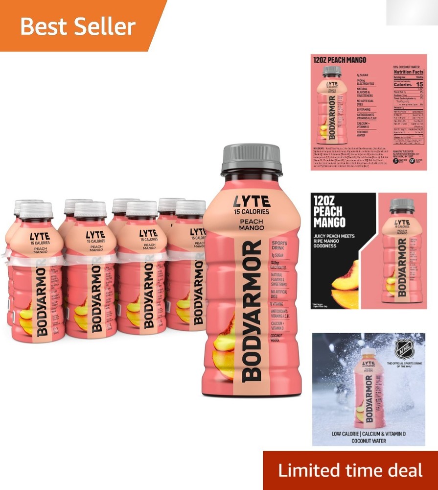 Refresh With LYTE Peach Mango Electrolyte Drinks – 15 Calories, 8 Bottles, 12 Oz