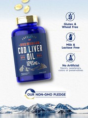 Cod Liver Oil Softgels | 1245mg | 250 Count | Norwegian | Non GMO | by Carlyle