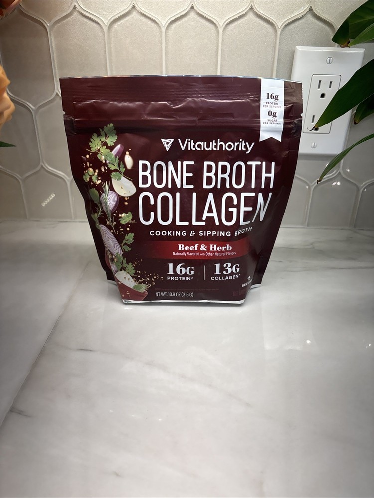 Vitauthority Bone Broth Collagen Beef & Herb — 10.9 oz