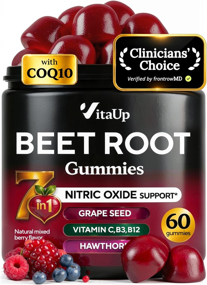 Beet Root Gummies – Beetroot Gummies with CoQ10, Grape Seed, Vitamin C, B12 &…