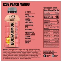 BODYARMOR Lyte peach Mango Electrolyte sports Drink 12 fl oz 8 Pack Bottles…..