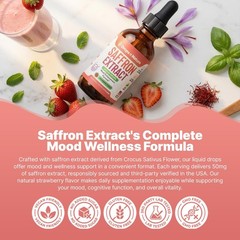 Saffron Extract Liquid Drops for Mood & Mind -Strawberry Flavor 2 fl oz 50mg