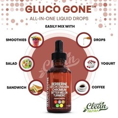 2 Bottles Clean Nutra Berberine with Ceylon Cinnamon Supplement Liquid Drops NEW