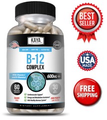 B-12 Complex 60ct, Vitamins B1, B2, B3, B5, B6, B8 & B12, Energy, Metabolism Aid