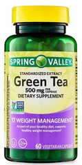 Spring Valley Green Tea Extract 500mg Vegetarian Capsules Supplement 60 Ct