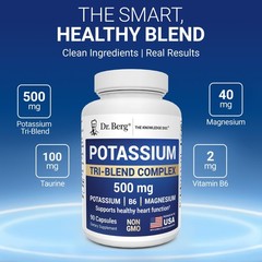 Dr. Berg Potassium Tri-Blend Complex – 500 mg 90 Count (Pack of 1)