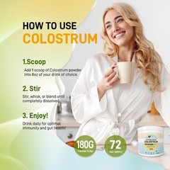 Grass Fed Liposomal Bovine Colostrum Powder – Pure Bovine Colostrum – 6.35 Oz