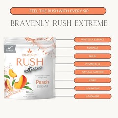 Bravenly Rush Peach 28 servings NEW Exp 3/27