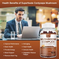 Mushroom Extract Complex Gummies Lions Mane Chaga Reishi Focus Memory Immunity