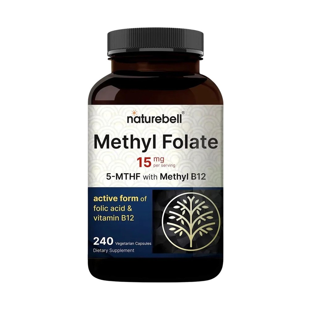 NatureBell Methyl Folate 15mg – 240 Capsules – 5-MTHF with Methyl B12-15mg…