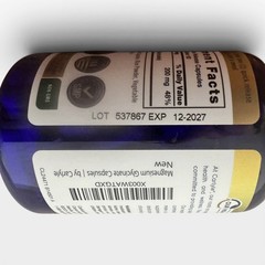 Carlyle Magnesium Glycinate 200 mg – 120 Capsules – Exp. 12-2027 – NEW