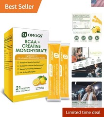 Natural Lemon Flavored Creatine Monohydrate + BCAA, 3.2 oz for Energy & Recovery