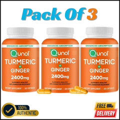 Qunol Turmeric & Ginger 2400mg Supplement – 105 Count – Pack of 3