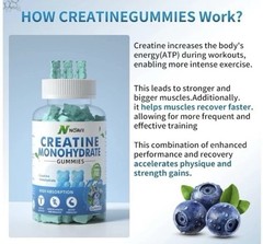 Creatine Monohydrate Gummies 5000Mg for Men & Women, 90ct Blueberry 11/2026