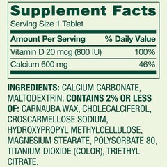 Spring Valley Calcium Supplement 600mg with Vitamin D3 20mcg Bone Health 250-CT