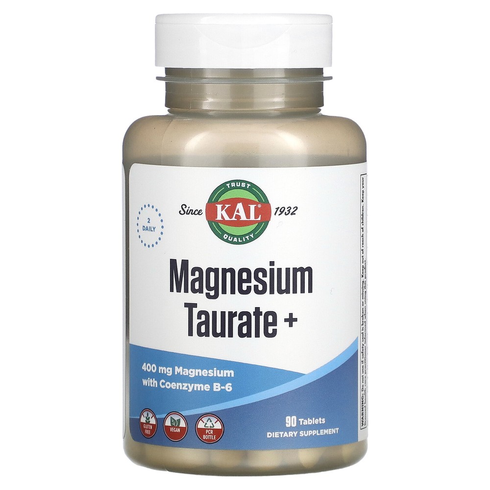 KAL Magnesium Taurate 400 mg 90 Tablets Vegan, Vegetarian