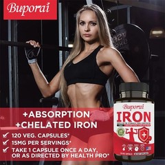 Iron Supplements 120pcs, Increase Energy, Reduce Fatigue, Improve Brain Health