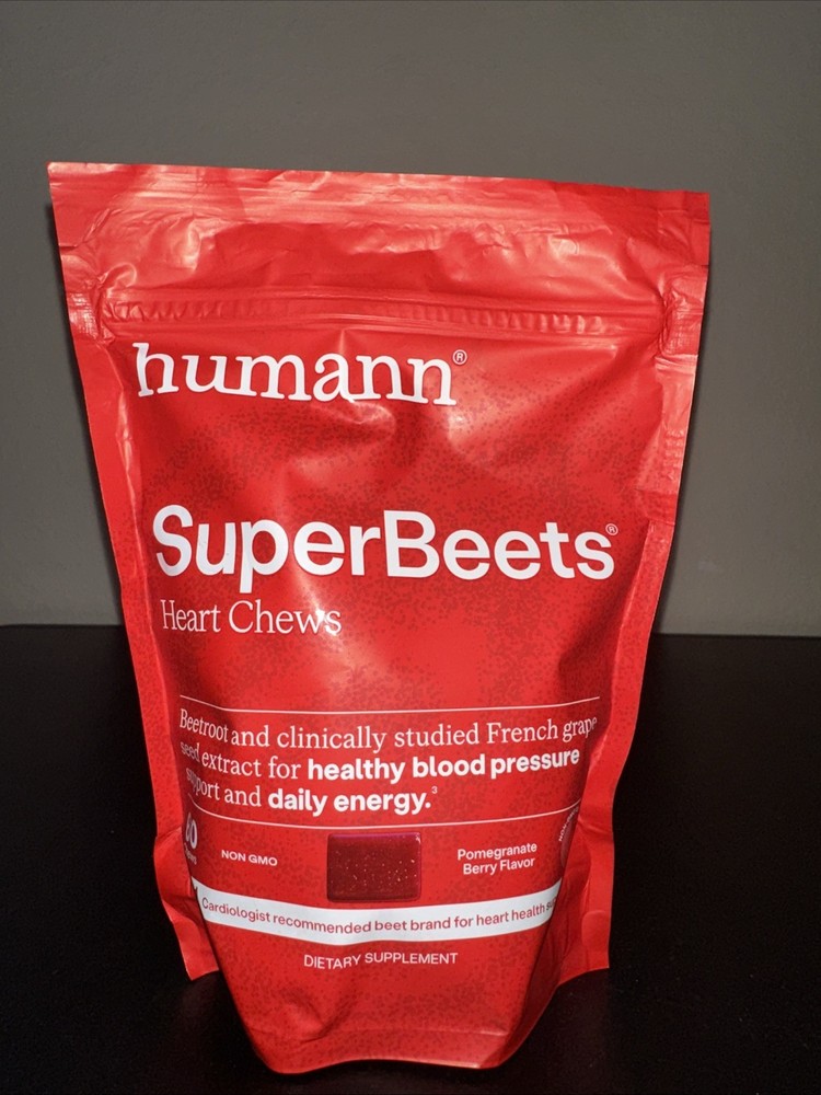 Humann SuperBeets Heart Chews, Nitric Oxide and Blood Pressure Support, Pomegran