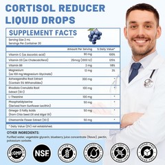Blueberry Flavored Cortisol Balancing Drops for Mood & Sleep Support – 2 oz