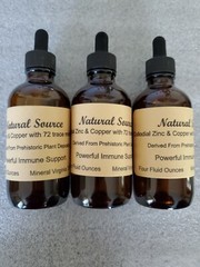 (3 bottles) Colloidal Zinc & Copper with 72 trace minerals – 4 oz dropper