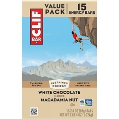 Clif Bar White Chocolate Macadamia Nut 15 Count Energy Snack Protein Bars