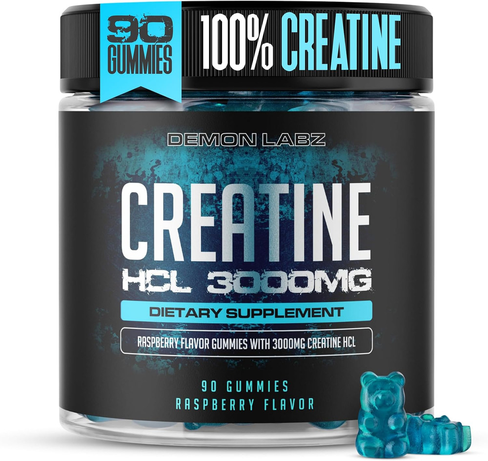 Creatine Hcl 3000Mg per Serving – Raspberry Flavor – Vegan Gummies (90 Count, Si