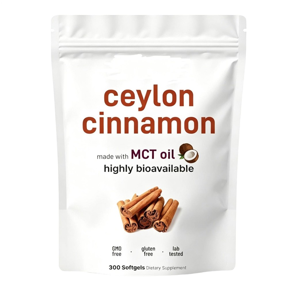 Ceylon Cinnamon 7,200Mg Equivalent 300 Softgels formulated with MCT Oil Highly B