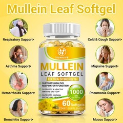 Mullein Leaf Capsules 1000mg – Support Lung Cleanse Respiratory Health Vegan US