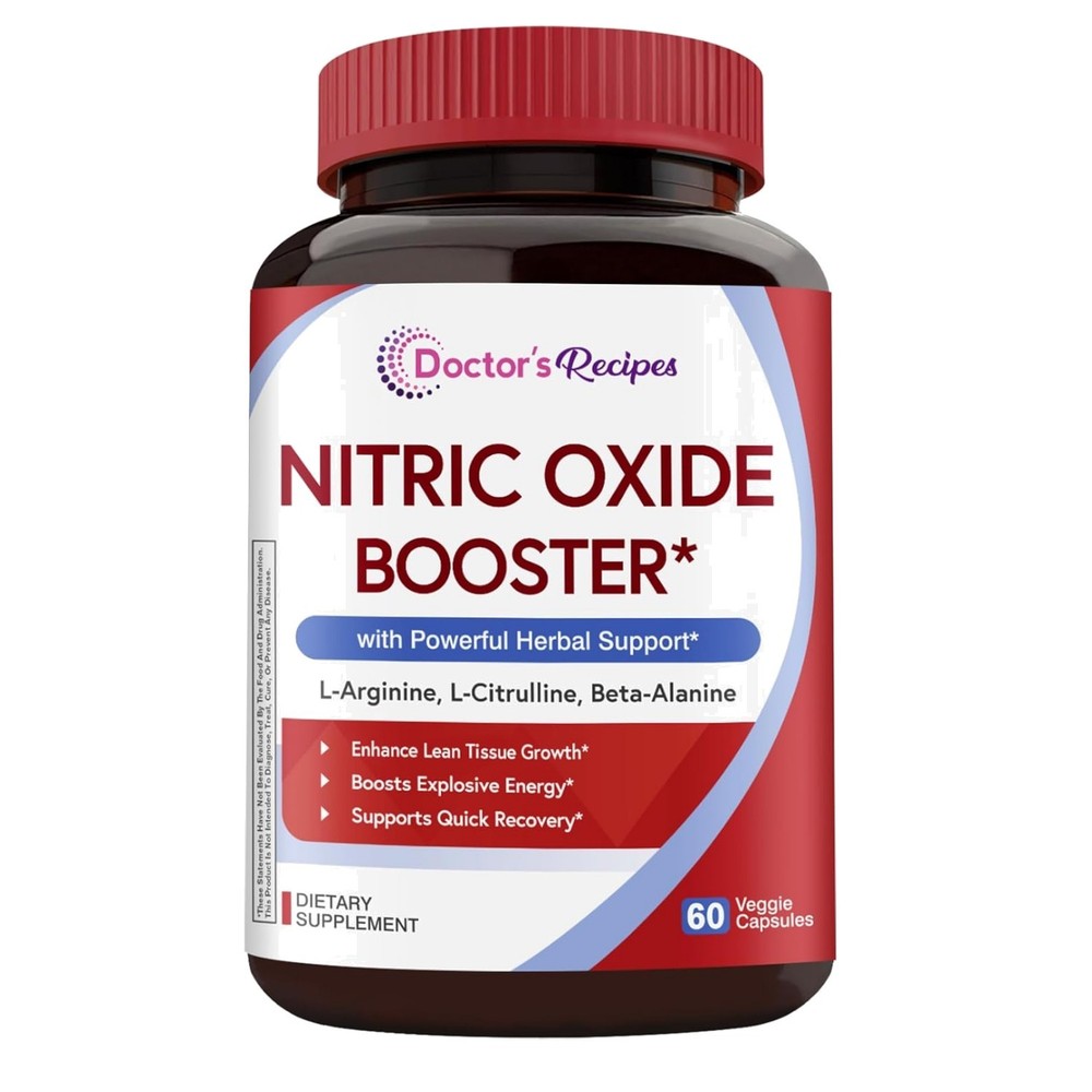 Nitric Oxide Booster with L-Arginine & Beet Root – , Gluten-Free, 60 Caps