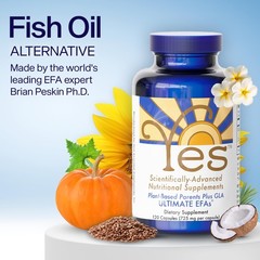 YES Plant Based Omega 3 6 Supplement – Burpless Fish Oil Alternative – DHA,