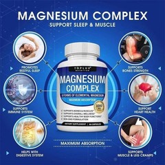 Toplux Nutrition Magnesium Complex Supports 8 Elemental Magnesium 1000mg