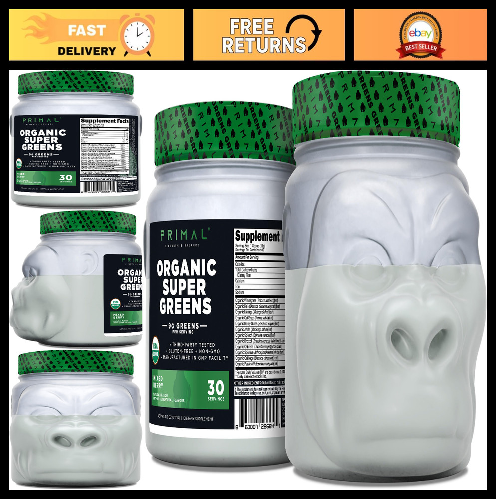 Organic Super Greens Powder – 30 Servings, Mixed Berry Flavor, Gluten-Free, Non-