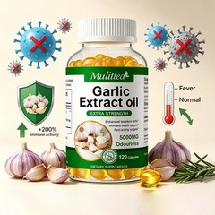 Odorless Garlic Extract Capsules 120ct – 500:1 Concentrate for Heart & Immune