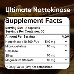 Ultimate Nattokinase Supplement features 10,800 FU of Nattokinase, Natural Suppo