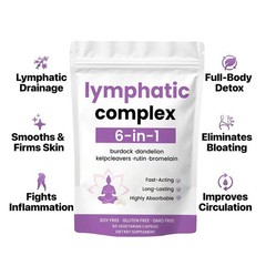 6-in-1 Lymphatic Complex Drainage Supplement Dandelion Burdock Bromelain