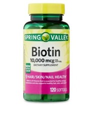Spring Valley Biotin Dietary Supplement Softgels 10,000 mcg 120 Count